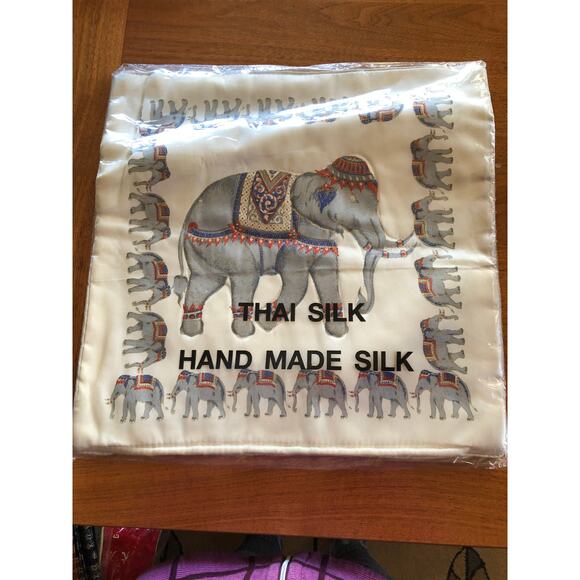 Decorative Pillow Cover Silk Thai Handmade Elephant Blue size 16" x 16" - Picture 2 of 3